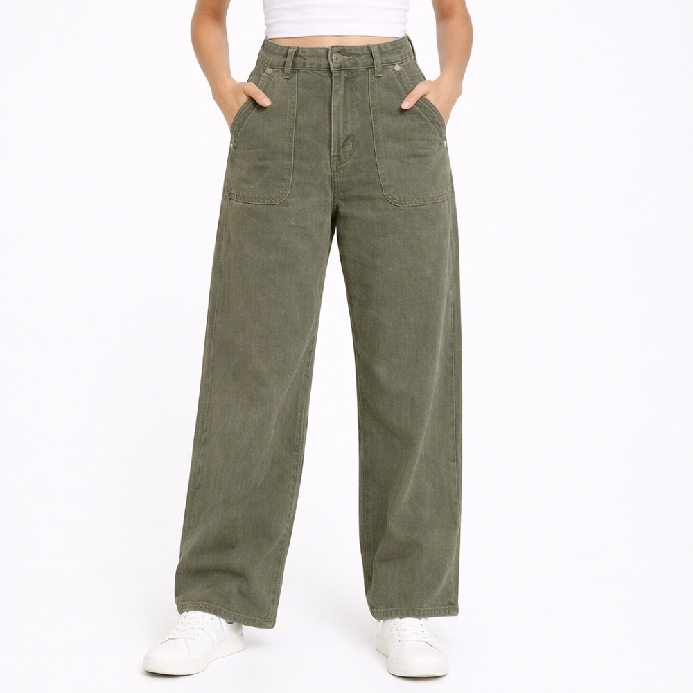 American Eagle Outfitters Olive Green Wide-Leg Utility Pants